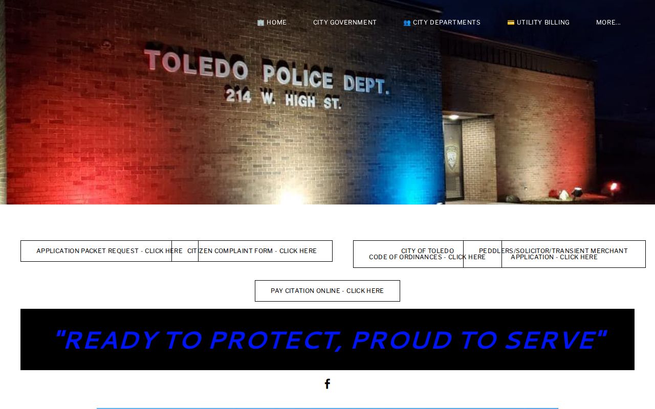 Official Toledo Police Department contact and annual report page