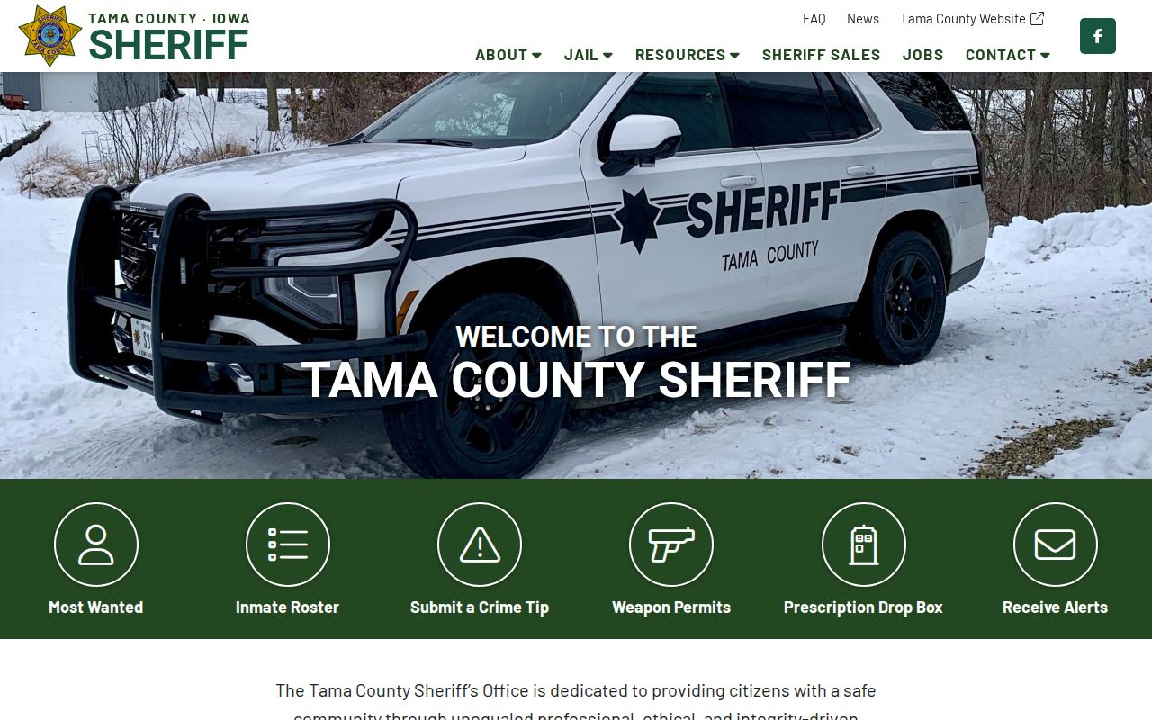 Tama County Sheriff official website and arrest information links